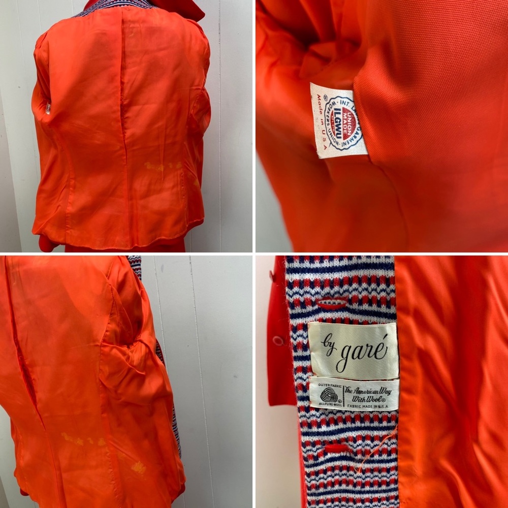 Vintage 60s Gare Wool Red 2-Piece Jacket & Dress - Picture 11 of 12